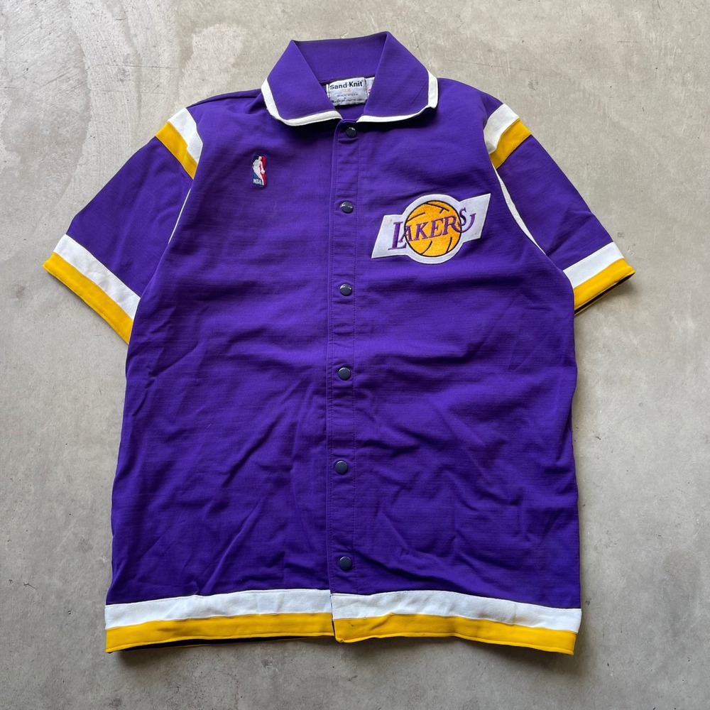 Vintage Sand-Knit Lakers Shooting Shirt MacGregor NBA Warm Up Purple Mens 44 L